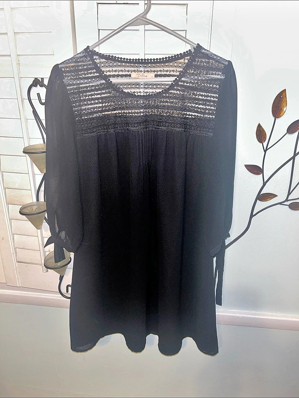 Black Lace Yoke Dress Size Medium Like New